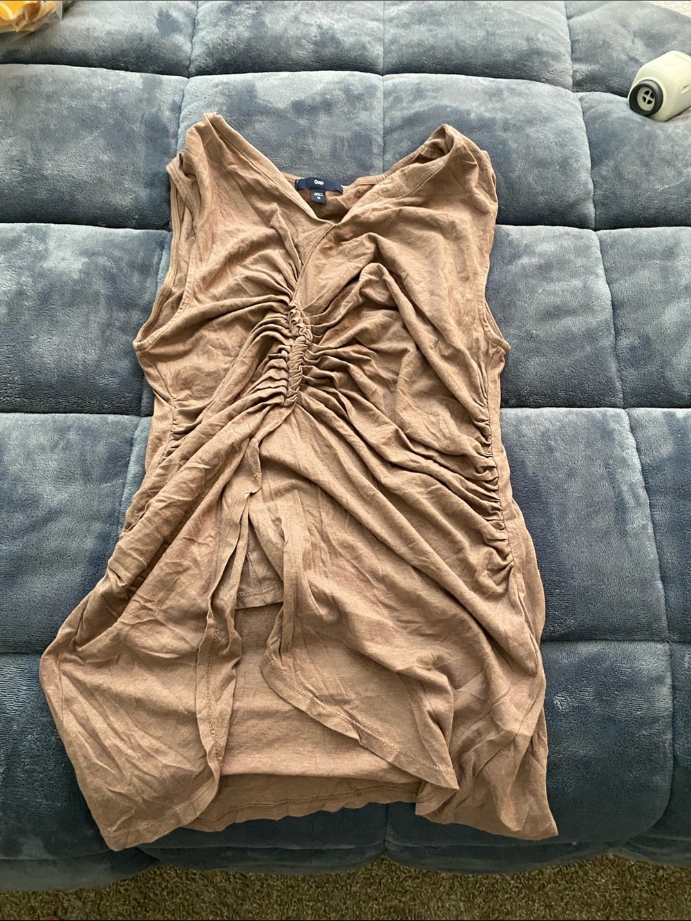 GAP Brown Ruched Sleeveless Tank Top